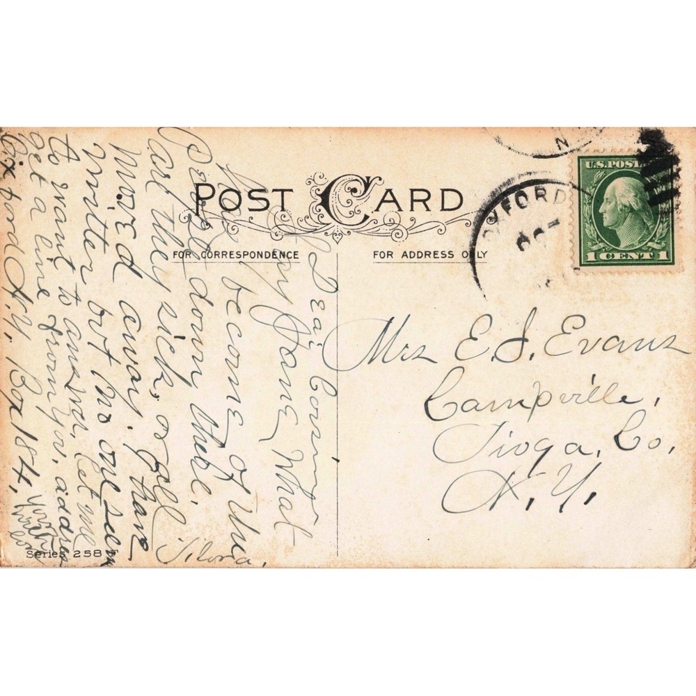 Vintage Hearty Greetings Purple Pansy Postcard 1912 LCC Series 258 Floral Litho - Picture 2 of 2